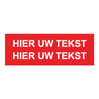 Rode sticker met tekst